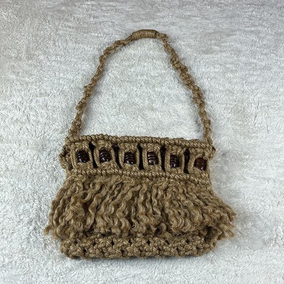 Unbranded Handbags - Unbranded‎ Macrame rope and wood bead shoulder bag purse